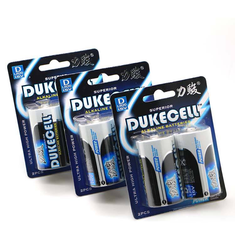 DUKECELL Factory Supplier Dry Battery Ultra LR20 D Size 1.5V Alkaline Battery